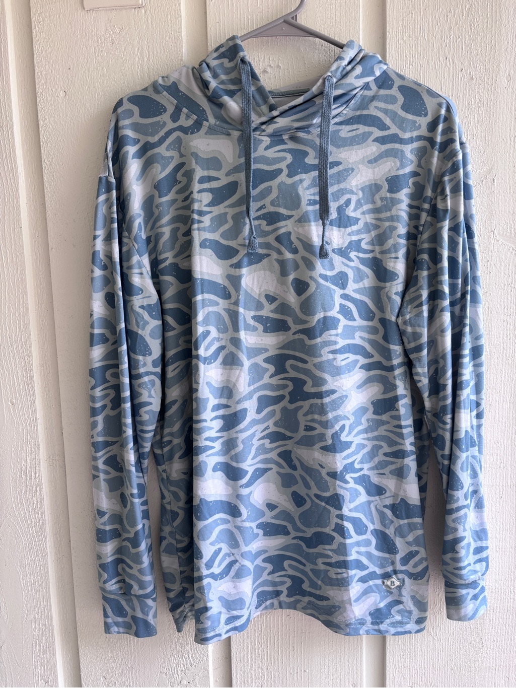 Burlebo Light Blue & White Patterned Hooded Long Sleeve Shirt